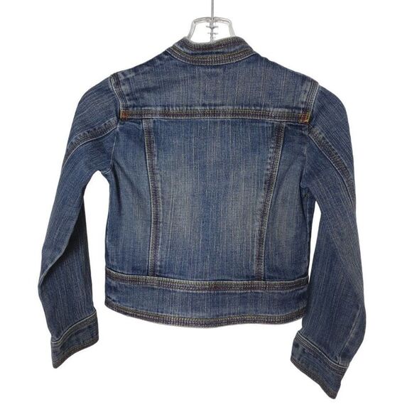 Girls Jean Jacket Large Long Sleeve Crop Denim Button Up Old Navy Lg - Picture 2 of 3